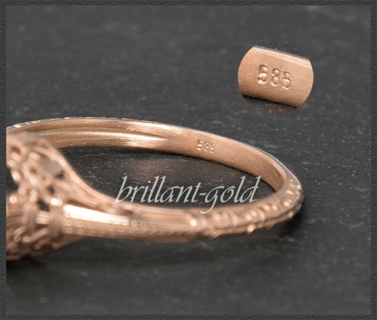 Diamant Ring 0,91ct, 585 Gold, Antik Jugendstil Design
